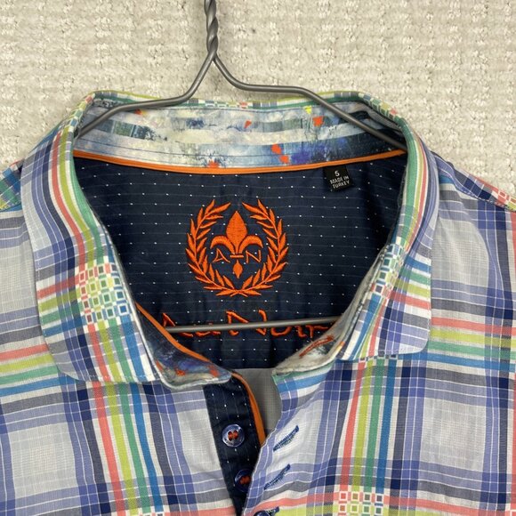 AU NOIR Button Down Shirt Men’s Size 5 Multicolor pride Plaid Flip Cuff Preppy - Picture 7 of 16